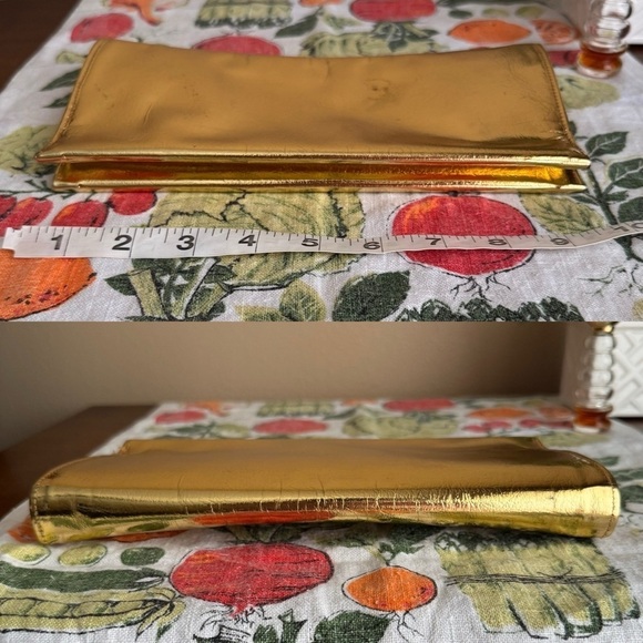 Vintage gold foil snap closure clasp handbag